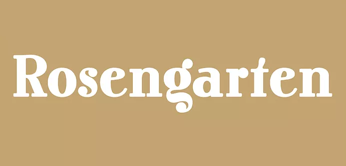 Beispiel einer Rosengarten Serif Italic-Schriftart